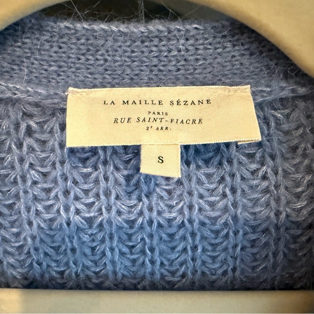 Sézane Vintage Blue V-Neck Achille Cardigan - Picture 9 of 14